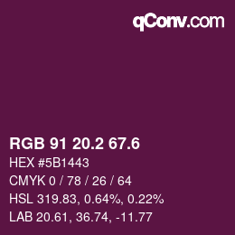 カラーコード: RGB 91 20.2 67.6 | qconv.com