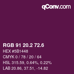 カラーコード: RGB 91 20.2 72.6 | qconv.com