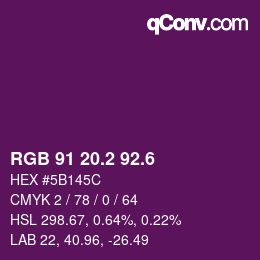 カラーコード: RGB 91 20.2 92.6 | qconv.com