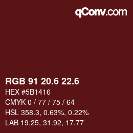 カラーコード: RGB 91 20.6 22.6 | qconv.com