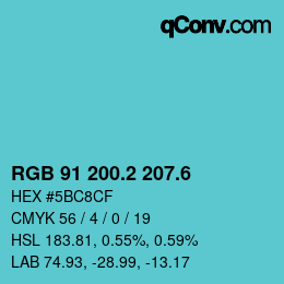 カラーコード: RGB 91 200.2 207.6 | qconv.com