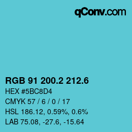 カラーコード: RGB 91 200.2 212.6 | qconv.com