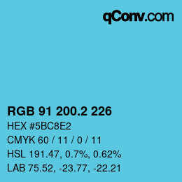 カラーコード: RGB 91 200.2 226 | qconv.com