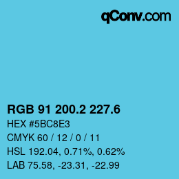 カラーコード: RGB 91 200.2 227.6 | qconv.com