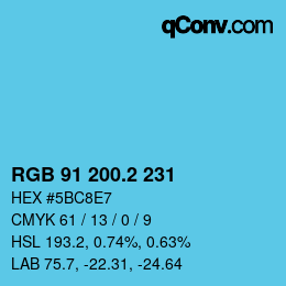 カラーコード: RGB 91 200.2 231 | qconv.com