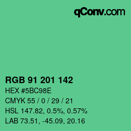 Color code: RGB 91 201 142 | qconv.com