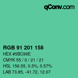 Color code: RGB 91 201 158 | qconv.com