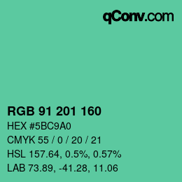 Color code: RGB 91 201 160 | qconv.com
