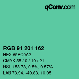 Color code: RGB 91 201 162 | qconv.com