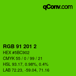 Color code: RGB 91 201 2 | qconv.com