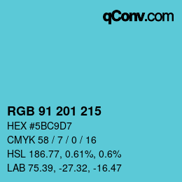 Color code: RGB 91 201 215 | qconv.com