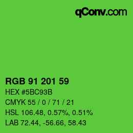 颜色代码: RGB 91 201 59 | qconv.com