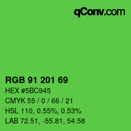 Color code: RGB 91 201 69 | qconv.com