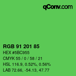 Color code: RGB 91 201 85 | qconv.com
