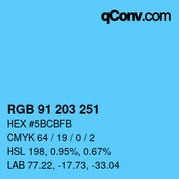 Color code: RGB 91 203 251 | qconv.com