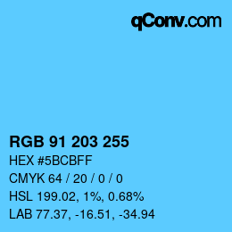 Color code: RGB 91 203 255 | qconv.com