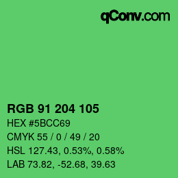 カラーコード: RGB 91 204 105 | qconv.com