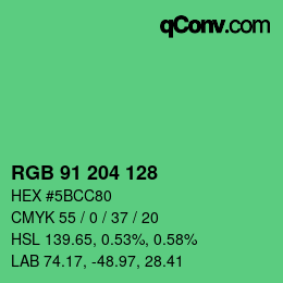 カラーコード: RGB 91 204 128 | qconv.com