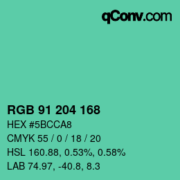 Color code: RGB 91 204 168 | qconv.com