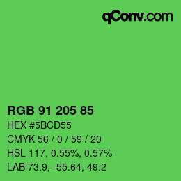Color code: RGB 91 205 85 | qconv.com