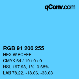 Color code: RGB 91 206 255 | qconv.com