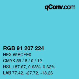 Color code: RGB 91 207 224 | qconv.com