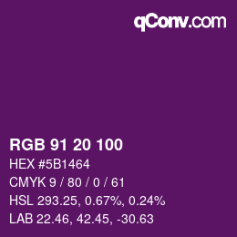 Color code: RGB 91 20 100 | qconv.com