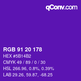 Color code: RGB 91 20 178 | qconv.com