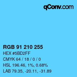 Color code: RGB 91 210 255 | qconv.com