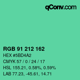 Color code: RGB 91 212 162 | qconv.com
