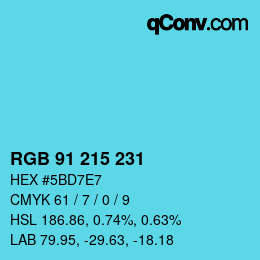 Color code: RGB 91 215 231 | qconv.com