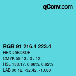 カラーコード: RGB 91 216.4 223.4 | qconv.com