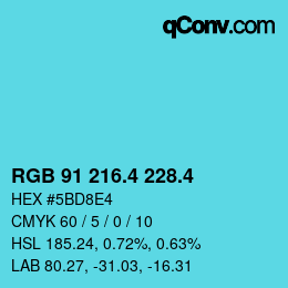 カラーコード: RGB 91 216.4 228.4 | qconv.com