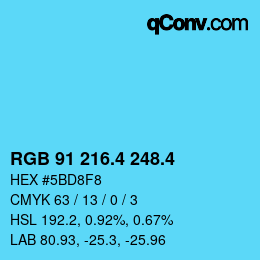 カラーコード: RGB 91 216.4 248.4 | qconv.com