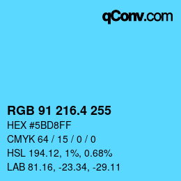 カラーコード: RGB 91 216.4 255 | qconv.com