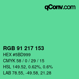 Color code: RGB 91 217 153 | qconv.com
