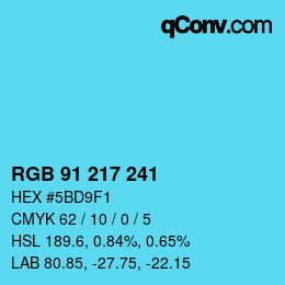 Color code: RGB 91 217 241 | qconv.com