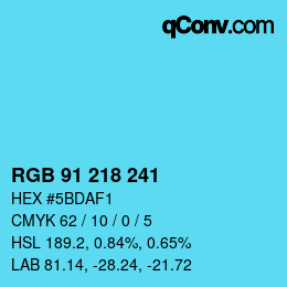 カラーコード: RGB 91 218 241 | qconv.com