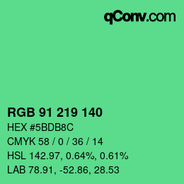 カラーコード: RGB 91 219 140 | qconv.com