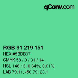 Color code: RGB 91 219 151 | qconv.com