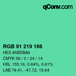 Color code: RGB 91 219 166 | qconv.com