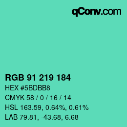 Color code: RGB 91 219 184 | qconv.com