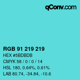 Color code: RGB 91 219 219 | qconv.com