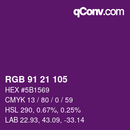カラーコード: RGB 91 21 105 | qconv.com