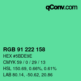 Color code: RGB 91 222 158 | qconv.com