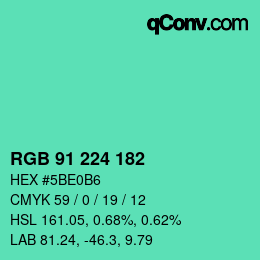カラーコード: RGB 91 224 182 | qconv.com