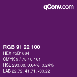 颜色代码: RGB 91 22 100 | qconv.com