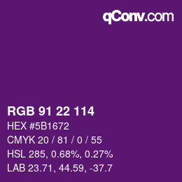 Color code: RGB 91 22 114 | qconv.com