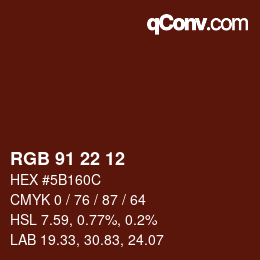 Color code: RGB 91 22 12 | qconv.com