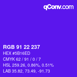 Color code: RGB 91 22 237 | qconv.com